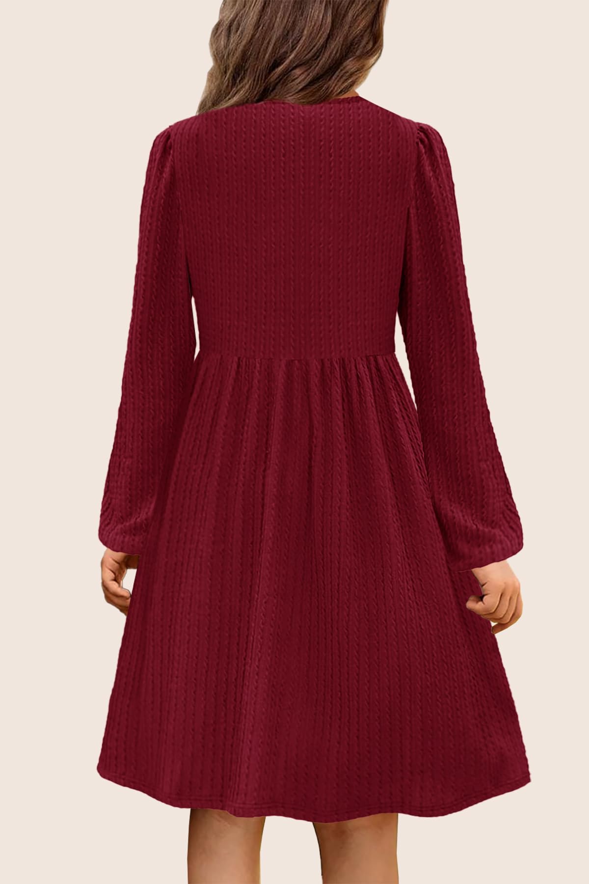 Girls Knit Dress Crew Neck Long Sleeve