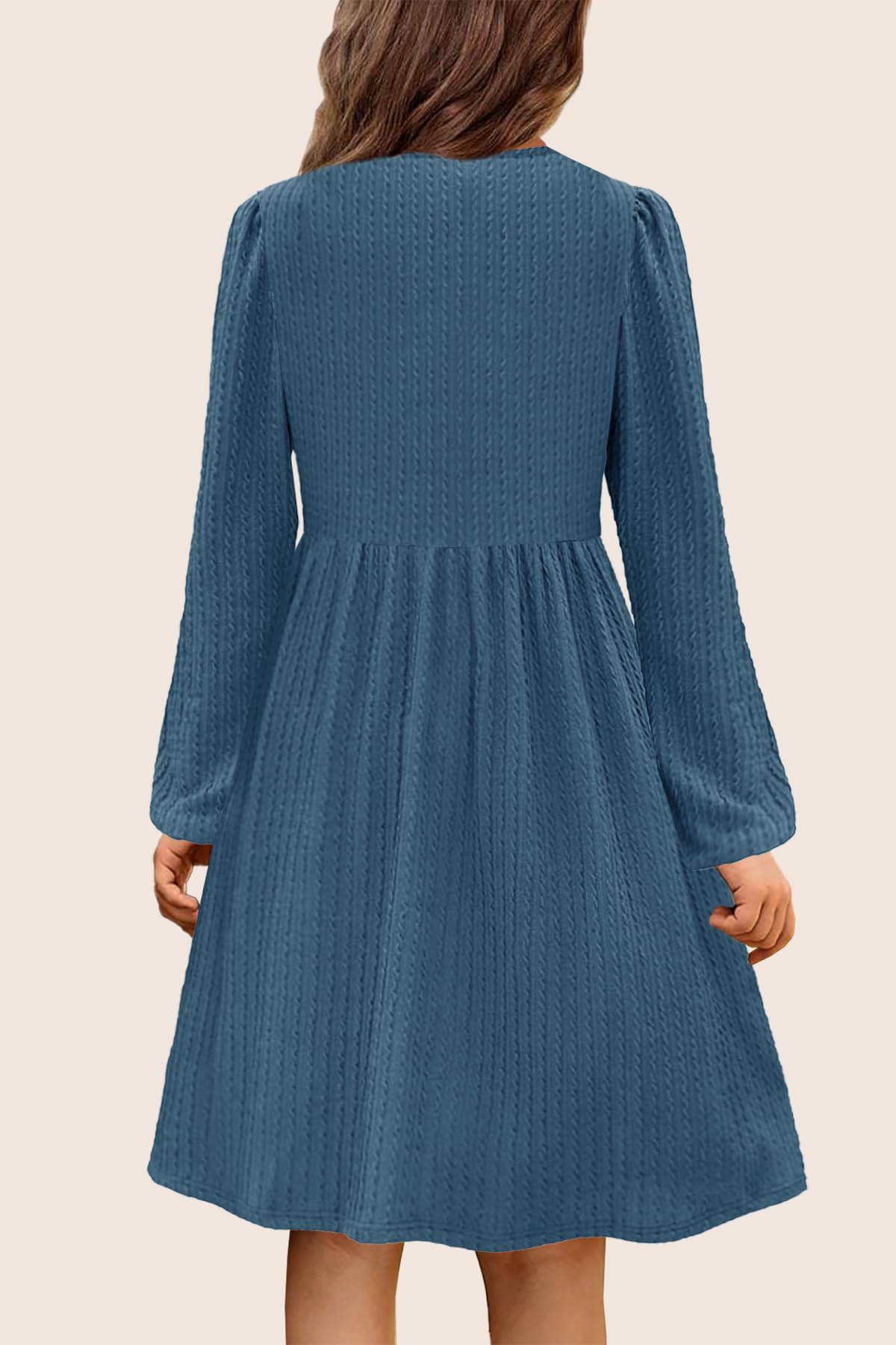 Girls Knit Dress Crew Neck Long Sleeve