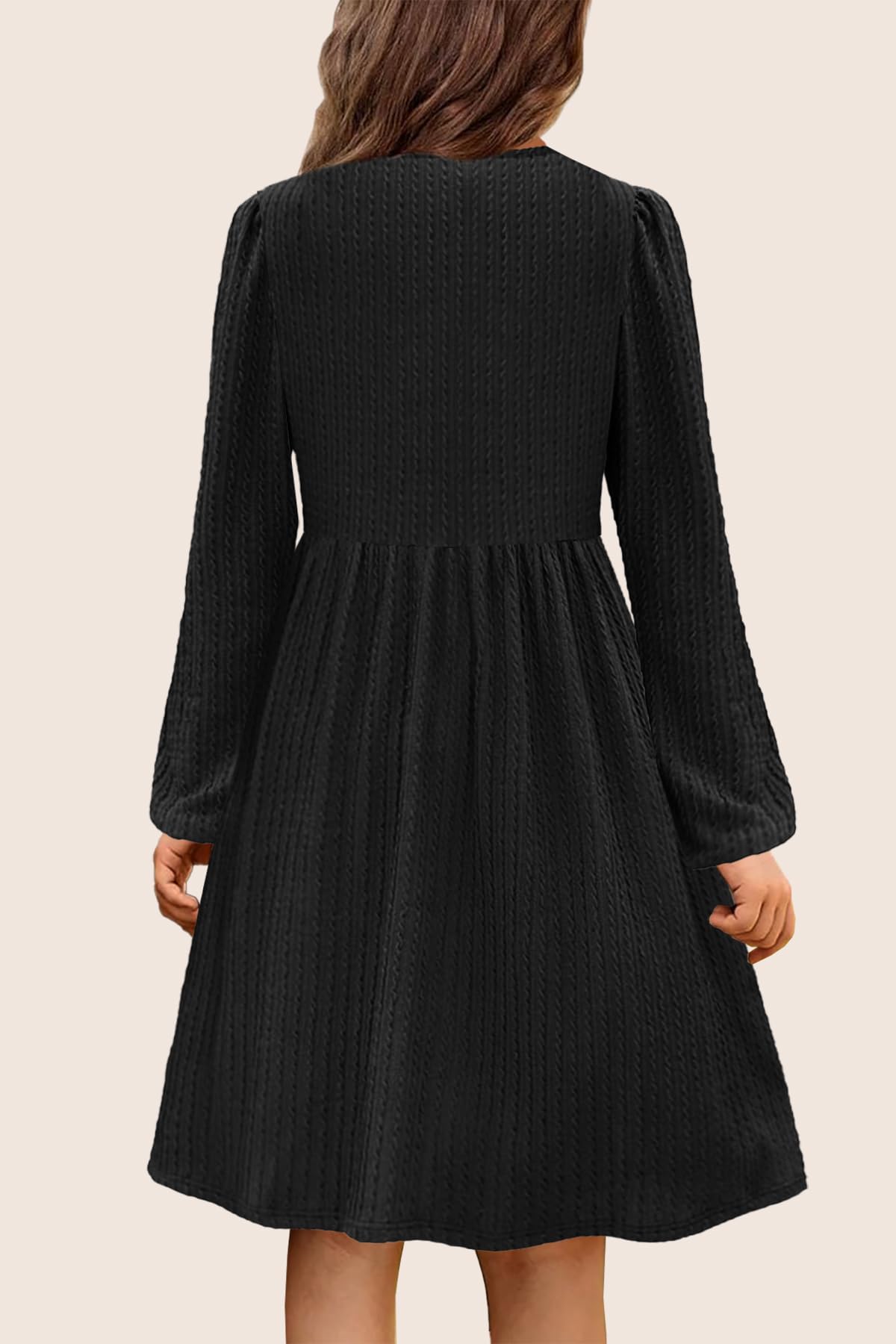 Girls Knit Dress Crew Neck Long Sleeve