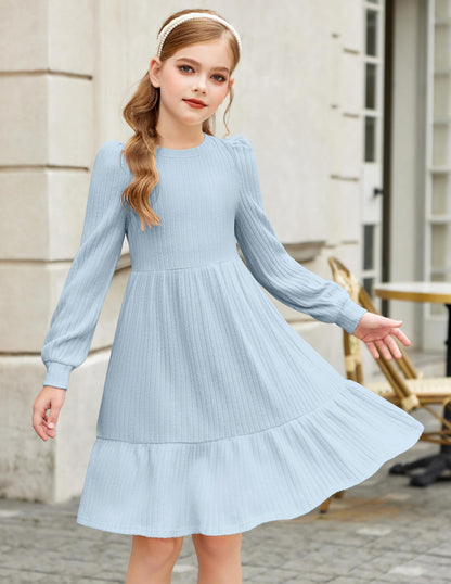 Girls Sweater Dress Fall Winter Puff Long Sleeve Knit