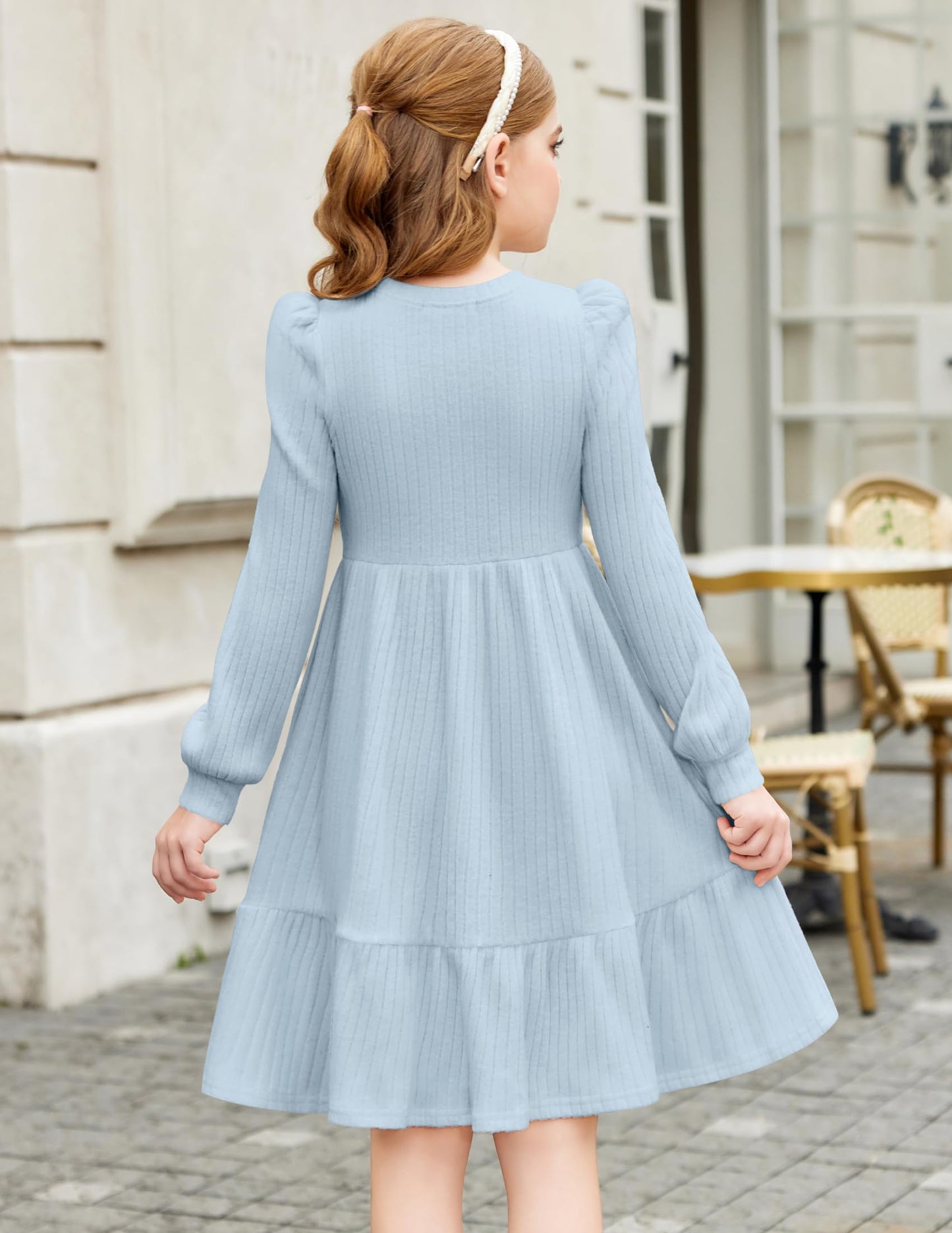 Girls Sweater Dress Fall Winter Puff Long Sleeve Knit