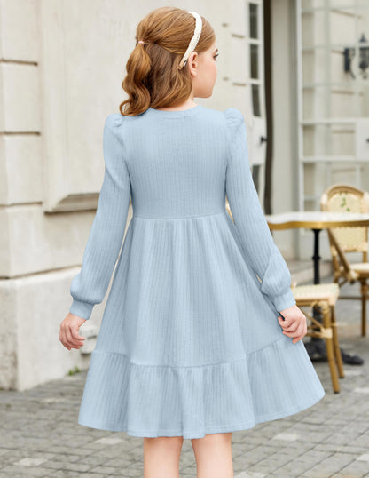 Girls Sweater Dress Fall Winter Puff Long Sleeve Knit