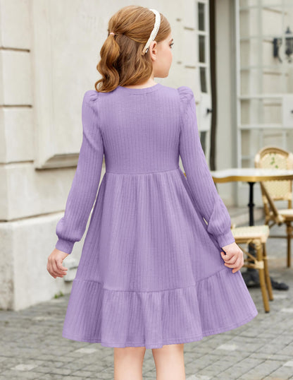 Girls Sweater Dress Fall Winter Puff Long Sleeve Knit